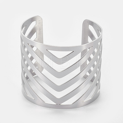 304 Stainless Steel Cuff Bangles BJEW-F365-05-1