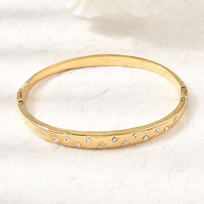 304 Stainless Steel Crystal Rhinestone Hinged Cuff Bangles for Women SA-CBAF851-05G-1