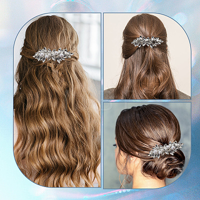 Gorgecraft 2Pcs 2 Style Flower Crystal Rhinestone Hair Barrettes OHAR-GF0001-25-1