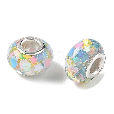 Transparent Resin Rondelle European Beads RESI-S023-14-1