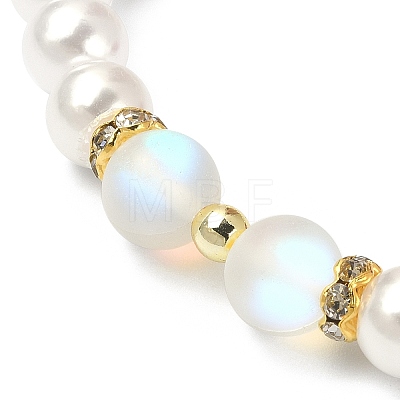 3Pcs 3 Color Synthetic Moonstone & Hematite & Plastic Pearl Beaded Stretch Bracelets Set BJEW-JB09507-1