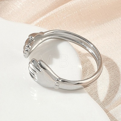 304 Stainless Steel Cuff Open Rings for Women RJEW-L341-05B-P-1