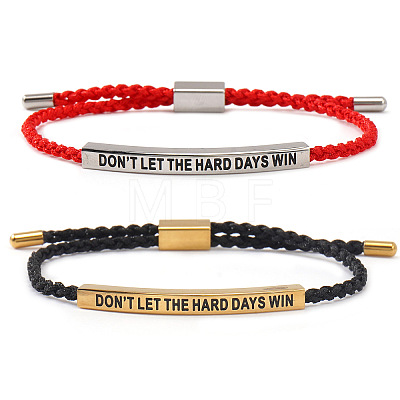 2Pcs DON'T LET THE HARD DAYS WIN 304 Stainless Steel Charm Motivational Quote Bracelets FG5463-5-1