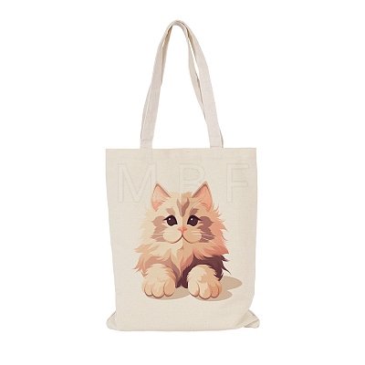 Cat Polyester Canvas Women's Tote Bags PW-WGE8DDB-01-1