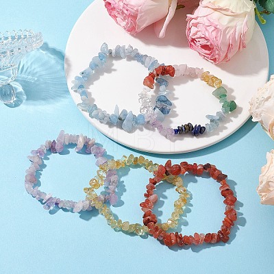 9Pcs 9 Styles Natural Mixed Gemstone Chips Stretch Bracelets Set BJEW-JB11061-1