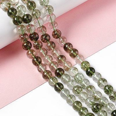 K9 Glass Imitation Green Lodolite Quartz/Garden Quartz Beads Strand GLAA-G086-02A-1