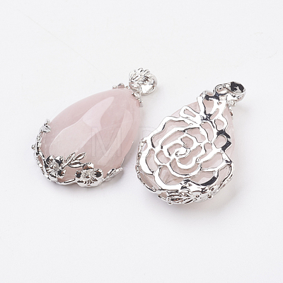 Valentine Gifts Idea for Guys Natural Rose Quartz Pendants G-Q689-10-1