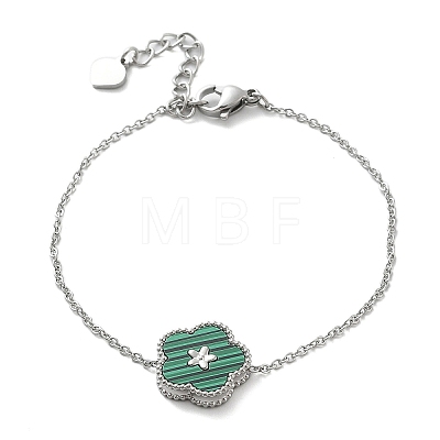 304 Stainless Steel Cable Chain Charm Bracelets for Women BJEW-U024-04P-02-1