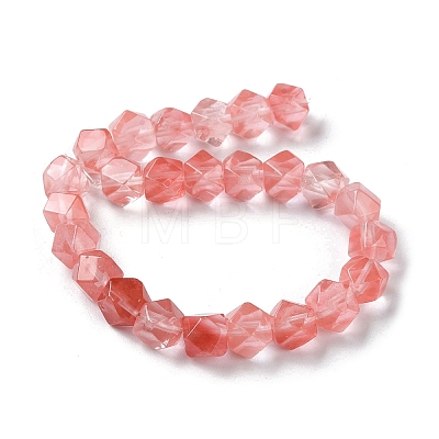 Cherry Quartz Glass Star Cut Round Beads Strands G-M418-C11-01-1