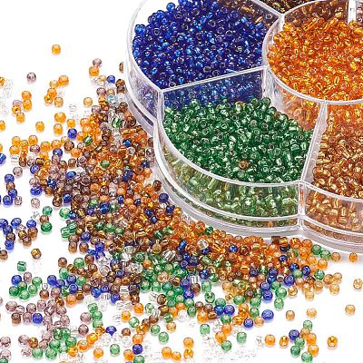 7 Colors Glass Round Seed Beads SEED-YW0001-24A-02-1