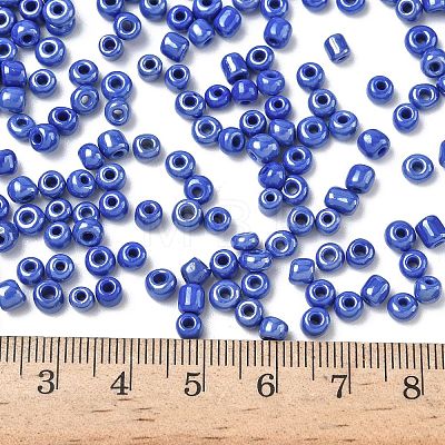 6/0 Opaque Colors Lustered Round Glass Seed Beads X-SEED-A012-4mm-128-1