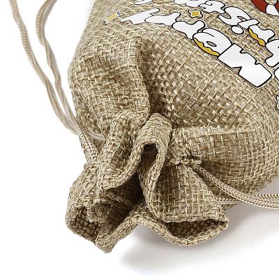 Christmas Printed Burlap Packing Pouches Drawstring Bags ABAG-Q053-02A-12-1