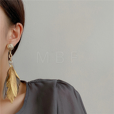 Alloy Feather Dangle Stud Earrings FS-WG3E740-01-1