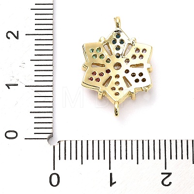 Brass Colorful Cubic Zirconia Connector Snowflake Connector Charms KK-L229-079G-01-1