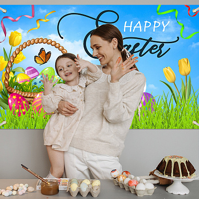 Easter Polyester Hanging Banner Sign AJEW-WH0190-055-1