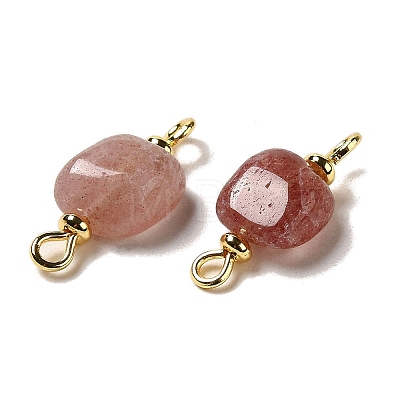 Natural Strawberry Quartz Connector Charms FIND-C046-11A-G-1