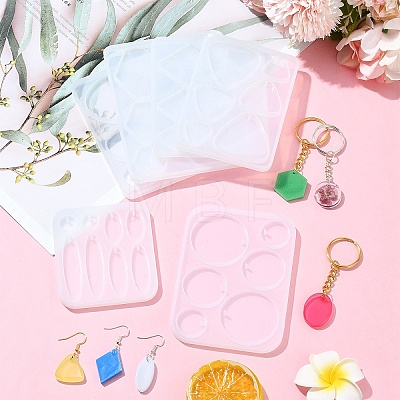 DIY Hexagon & Rhombus & Triangle & Oval Pendant Silicone Molds for DIY Earring Making DIY-YW0009-86-1