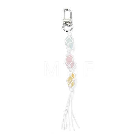 Natural Quartz Crystal Macrame Pouch Tassel Pendant Decorations KEYC-TA00023-01-1