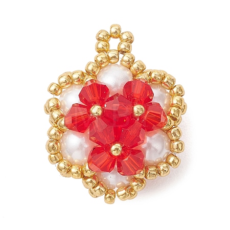 Glass Seed Beaded Pendants PALLOY-MZ01288-01-1
