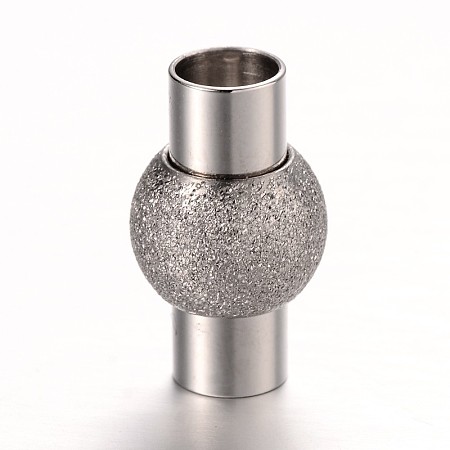 Tarnish Resistant Textured 304 Stainless Steel Column Magnetic Clasps with Glue-in Ends STAS-I045-11P-1