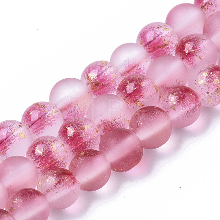 Frosted Spray Painted Glass Beads Strands X-GLAA-N035-03B-C04-1
