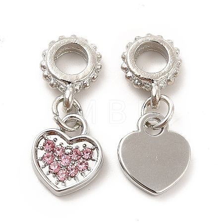 Rack Plating Alloy Rhinestone European Dangle Charms PALLOY-P289-14P-03-1