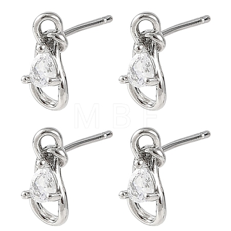 SHEGRACE Teardrop Brass Micro Pave Clear Cubic Zirconia Stud Earrings XGRQ4N877-701P-1