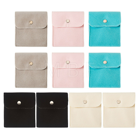 10Pcs 5 Colors Double-Sided Velvet Jewelry Rectangle Bags for Earrings Rings Bracelets Necklaces TP-TA0001-09-1