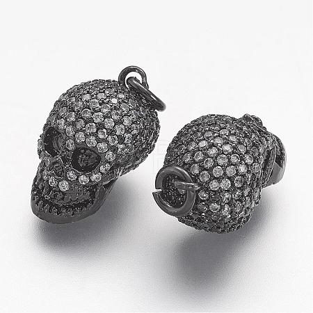 Brass Micro Pave Cubic Zirconia Charms ZIRC-F041-07B-1