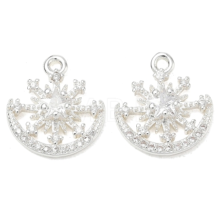 Brass Micro Pave Clear Cubic Zirconia Charms CU-CBAB0CF-15S-1