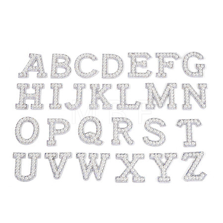 26Pcs ABS Plastic Imitation Pearl & Rhinestone & Cloth Letter Cabochons PATC-T001-01B-1