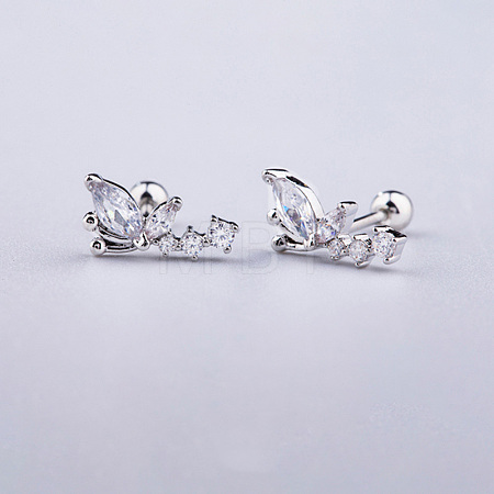 Brass Pave Clear Cubic Zirconia Cartilage Earrings FS-WGEDAE7-15-1