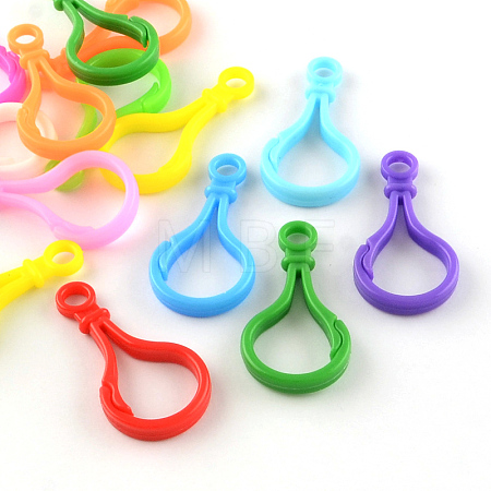 Opaque Solid Color Bulb Shaped Plastic Push Gate Snap Keychain Clasp Findings X-KY-R006-M-1