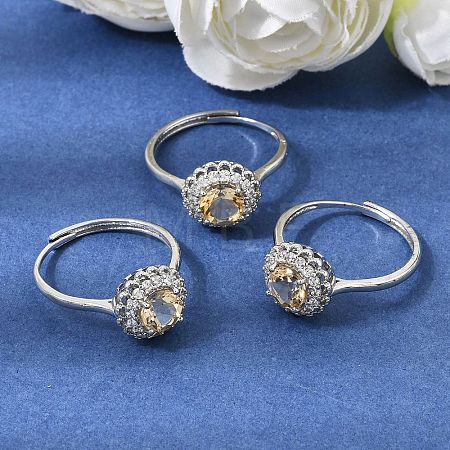 Brass Micro Pave Cubic Zirconia Finger Rings CU-CBA260E-10P-1