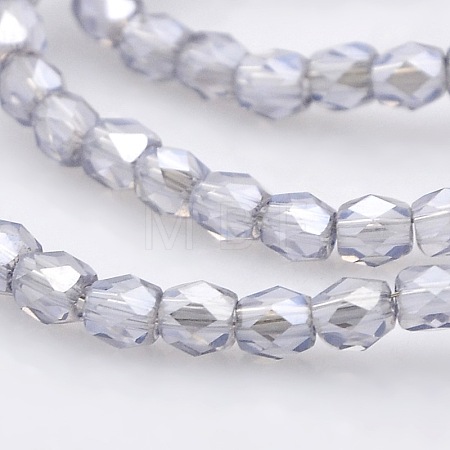 Pearl Luster Plated Glass Faceted Drum Beads Strands GLAA-A032-4mm-PL06-1