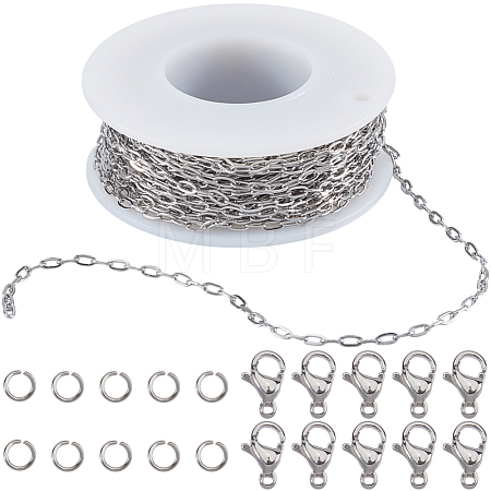 10M 304 Stainless Steel Paperclip Chains FIND-SC0012-54-1