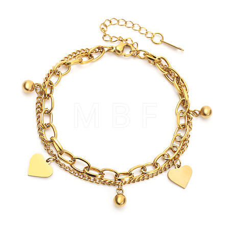 201 Stainless Steel Cable & Curb Chain Double Layeys Bracelets FS-WG1EEED-04-1