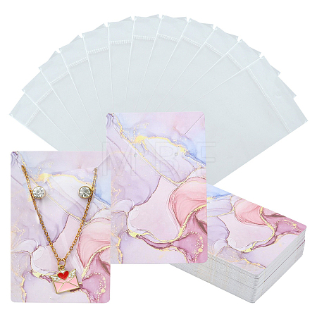 50Pcs Rectangle Hot Stamping Cardboard Paper Jewelry Display Cards CDIS-CJ0001-04-1
