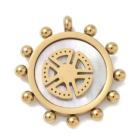 304 Stainless Steel with Synthetic Shell Pendants LS-STAS-G374-02G-1