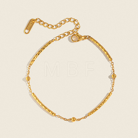304 Stainless Steel Textured Curved Tube Link Chain Bracelets for Women QF6851-1