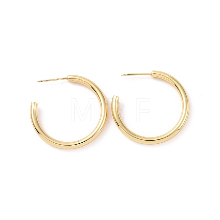 Brass Simple Ring Stud Earrings EJEW-P206-06G-1