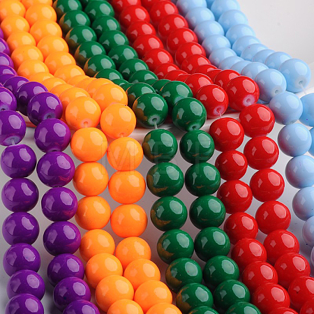 Painted Glass Bead Strands DGLA-S071-8mm-M-1