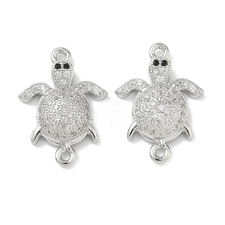 Brass Micro Pave Clear Cubic Zirconia Sea Animals Connector Charms KK-H280-01A-P-1