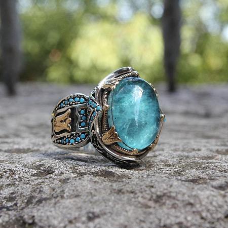 Oval Alloy with Glass Finger Rings FS-WG0E890-02-1