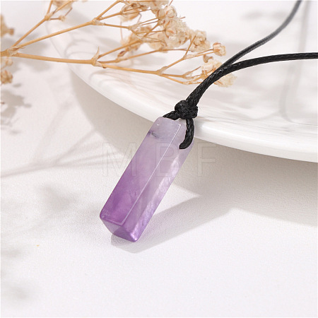 Natural Amethyst Cuboid Pendant Necklaces FS-WG7338A-03-1