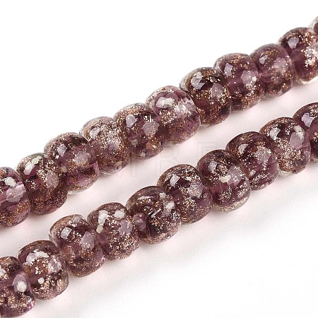 Luminous Handmade Gold Foil Glass Beads Strands FOIL-N029-02A-02-1