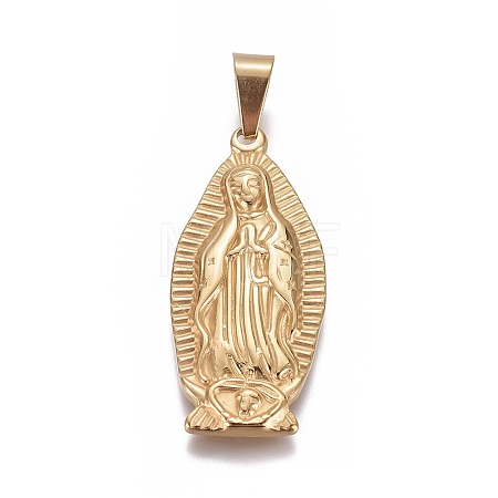 304 Stainless Steel Lady of Guadalupe Pendants STAS-F223-28G-1