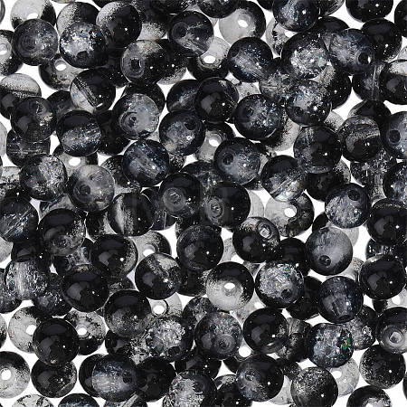5 Strands Spray Painted Crackle Glass Beads Strands CCG-PA0001-08B-1