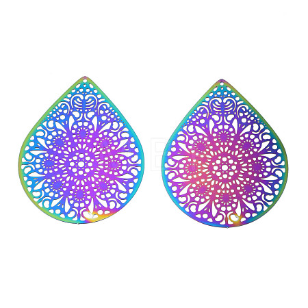 Ion Plating(IP) 201 Stainless Steel Filigree Pendants X-STAS-S118-066-1