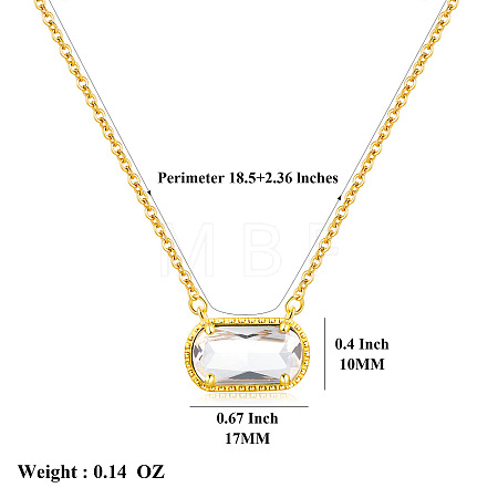 304 Stainless Steel Pave Cubic Zirconia Oval Birth Stone Pendant Necklaces for Women FS-WGC2097-11-1